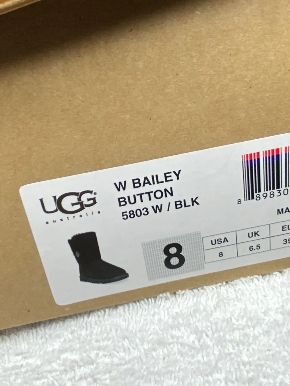 Near New UGG Black Baily Button Boot - Size 8